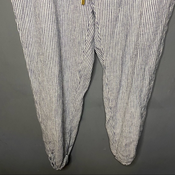 Ellen Tracy Linen Wide Leg Cropped Striped Pants - Picture 3 of 9